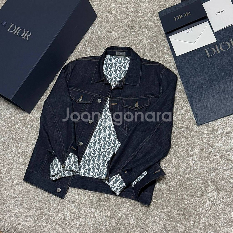 [ 새상품급,48 ] 디올 오블리크 자카드 데님 자켓--1