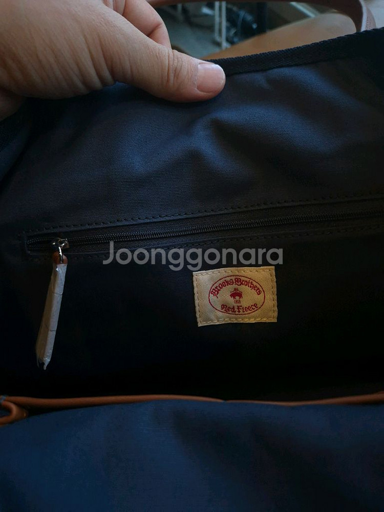 브룩스브라더스 블루 체크 패치워크 토트백--2