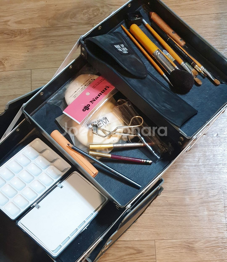 빈티지 전문가용 메이크업 정리함 / 화장품 도구 브러쉬--2