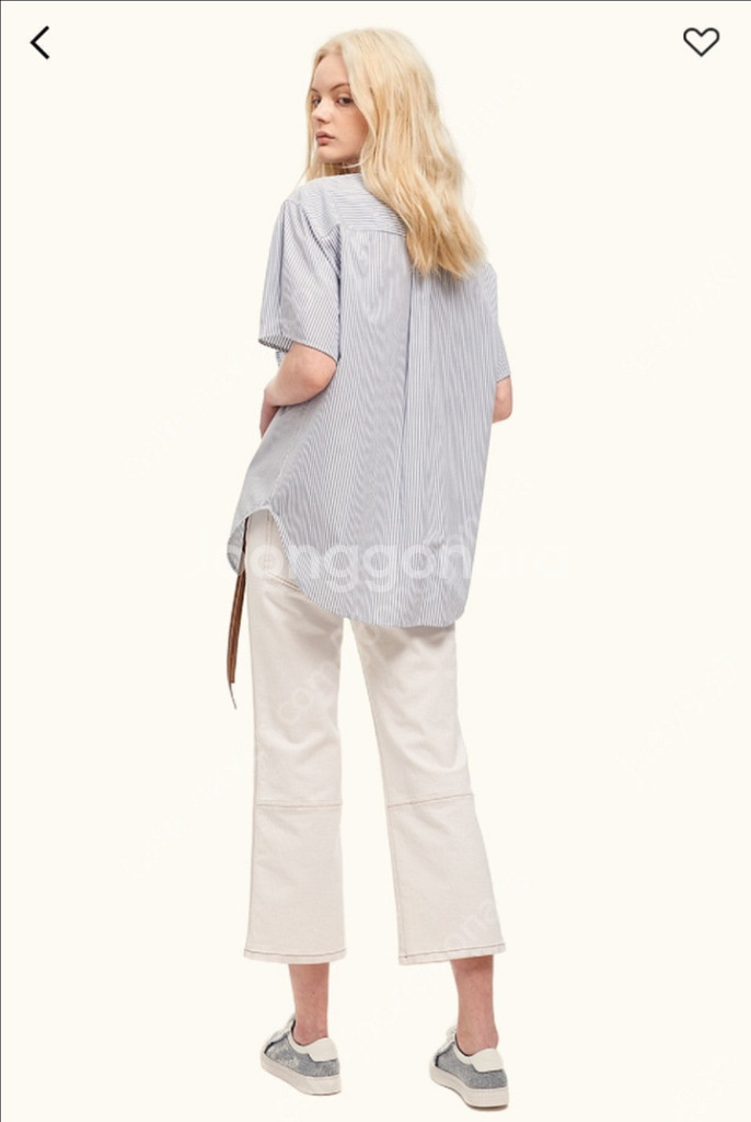 한섬 랑방컬렉션 프릴 스트라이프 셔츠 바스락 블라우스--2