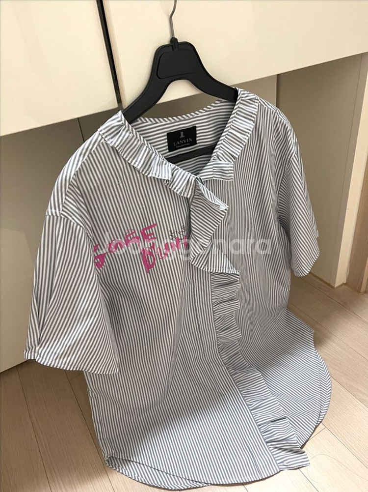 한섬 랑방컬렉션 프릴 스트라이프 셔츠 바스락 블라우스--0