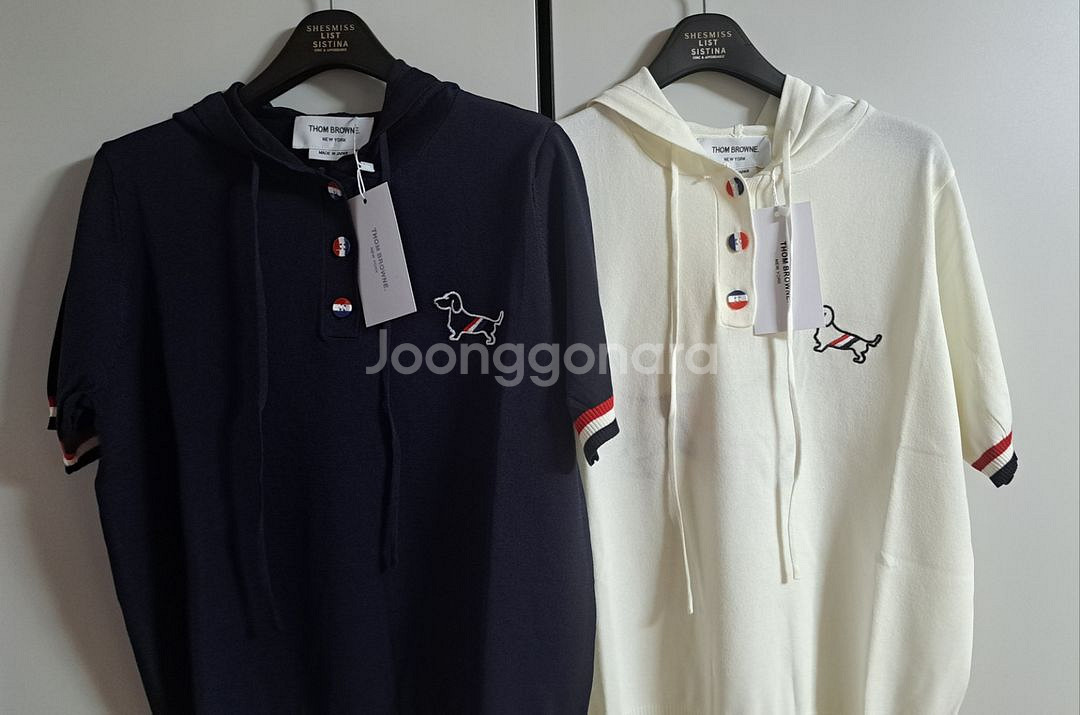 (S.M.L)THOM BROWNE 여성용 후드 니트 반--2