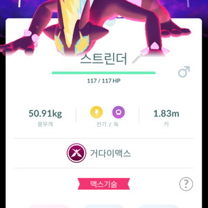 포켓몬고 자흑배경 거다이맥스 이로치 스트린터 판매