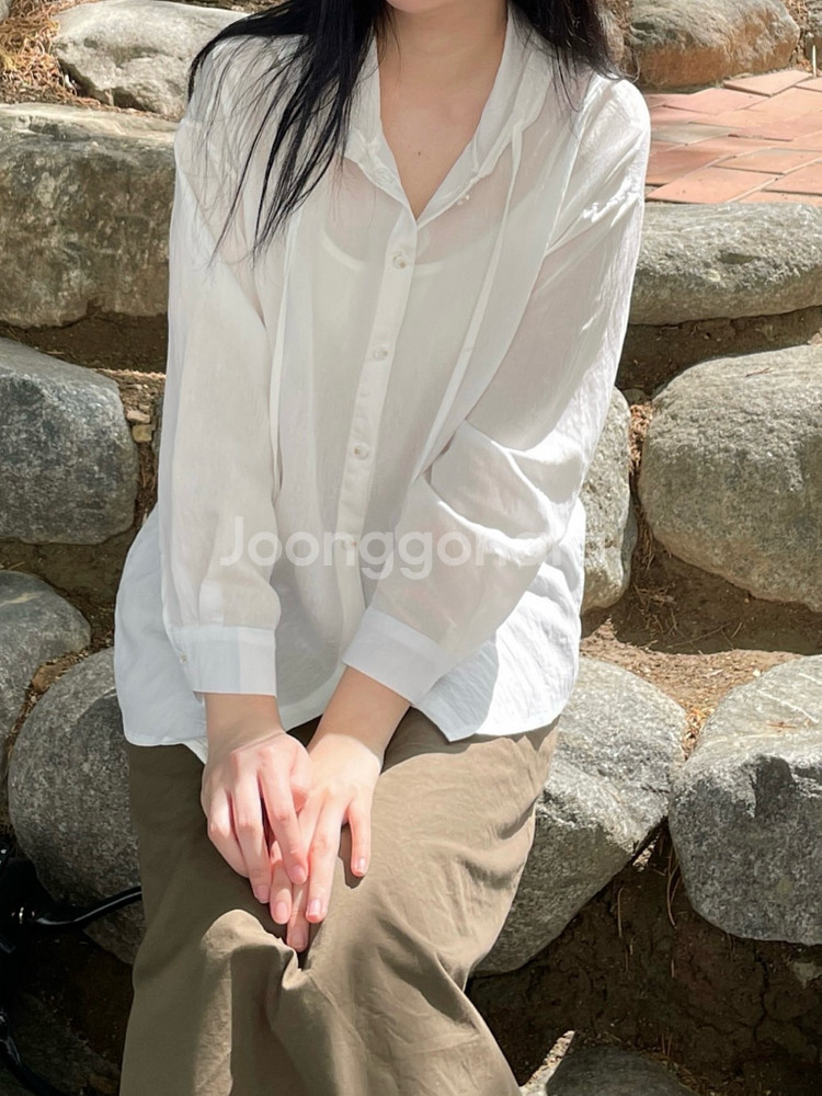 여름 후드 긴팔 가디건--1