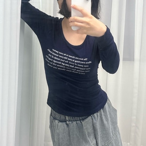 에브리띵 레터링 유넥 시스루 긴팔티
