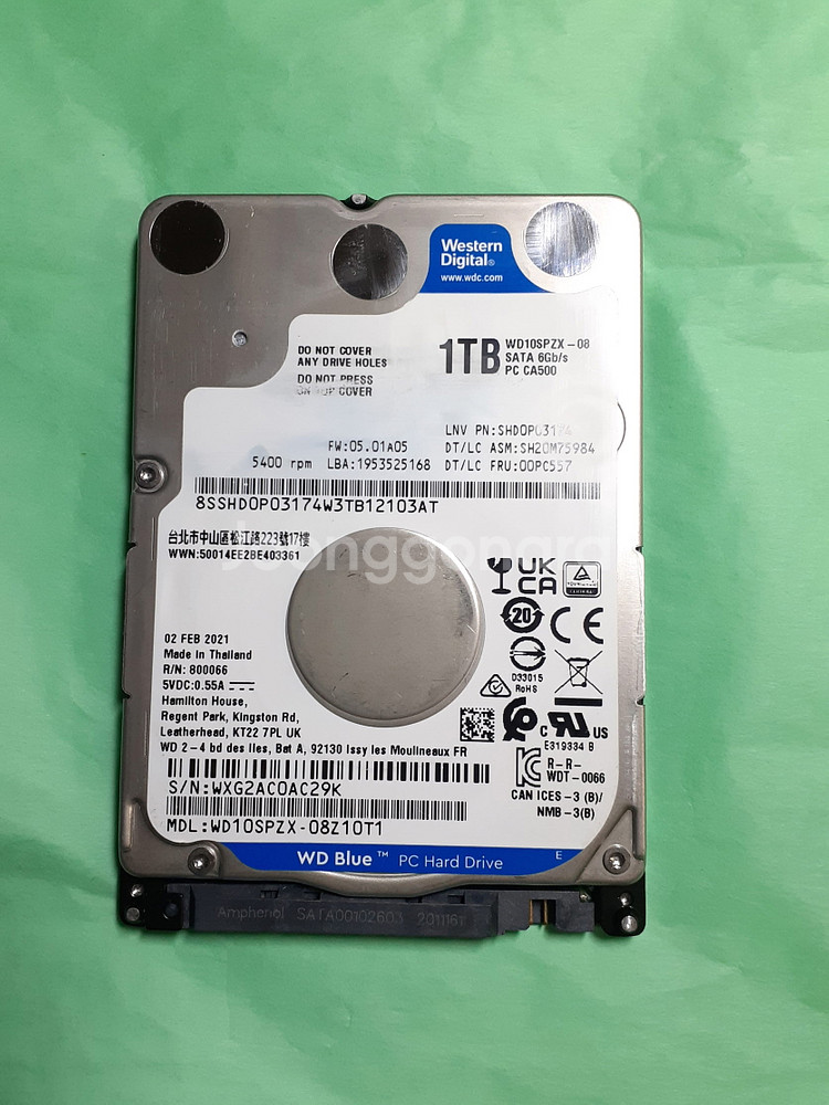 노트북하드 WD Blue HDD 1TB 2.5인치 슬림--0
