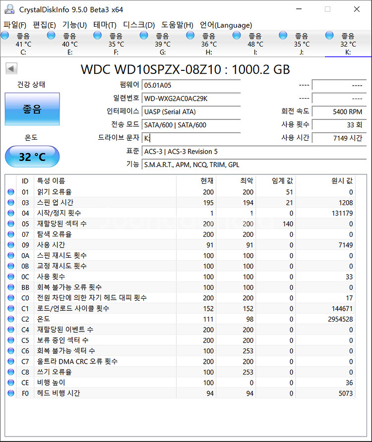 노트북하드 WD Blue HDD 1TB 2.5인치 슬림--2