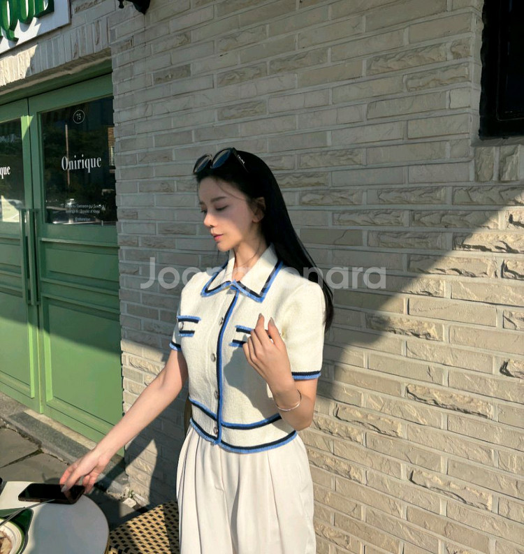 트위드 크롭 자켓 새상품 헤이에스 엉넬 서쿠키 칙스라벨--4