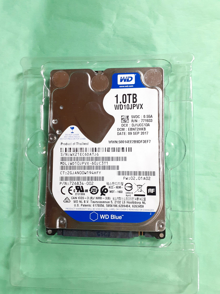 미사용급 노트북하드 WD Blue HDD 1TB--0
