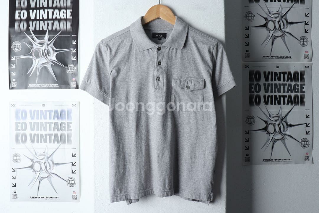 (XS) APC 아페쎄 반팔 카라 티셔츠 년대 그레이--1