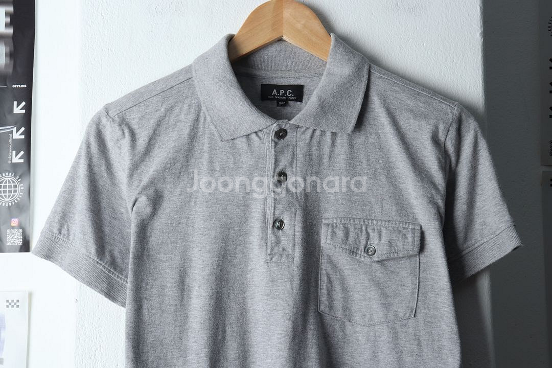 (XS) APC 아페쎄 반팔 카라 티셔츠 년대 그레이--2