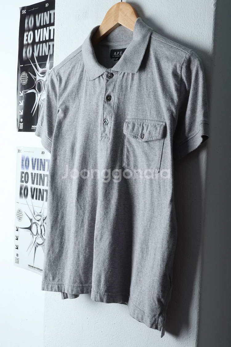 (XS) APC 아페쎄 반팔 카라 티셔츠 년대 그레이--0