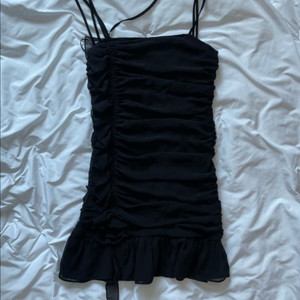 ZARA 자라 블랙 나시 셔링 미니 원피스