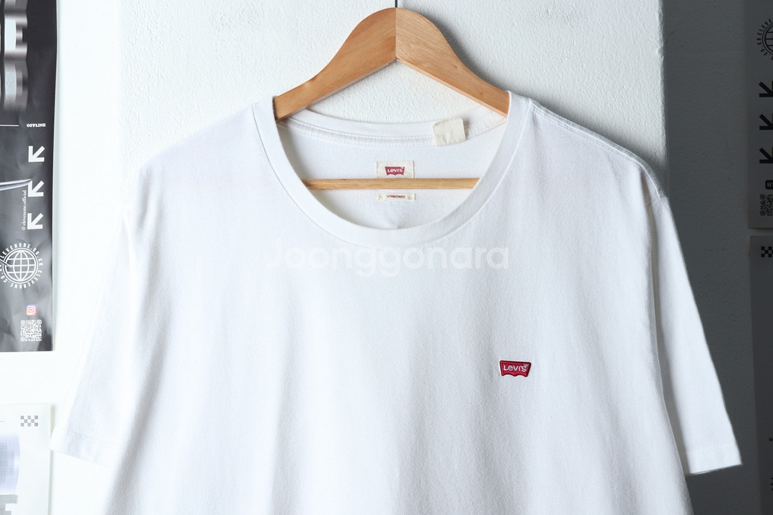 (XL-2XL) 리바이스 반팔 티셔츠 화이트 올드스쿨--2