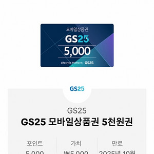 GS25 모바일 상품권 5,000원