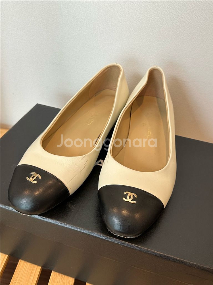 블랙화이트 투톤 플랫 37C--3