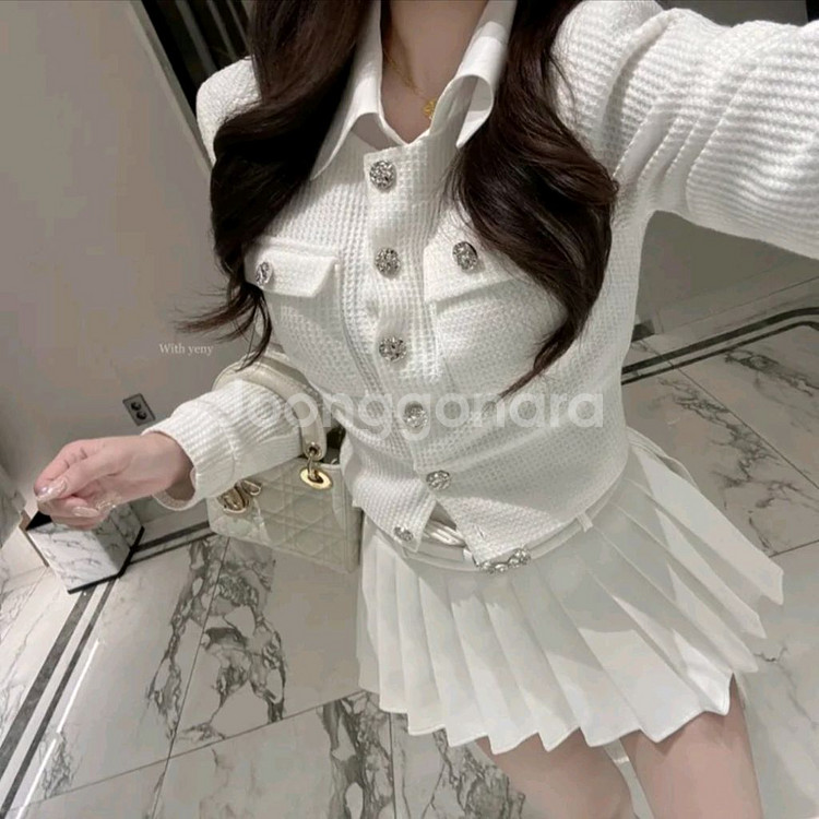 와플 포켓 큐빅 가디건--0
