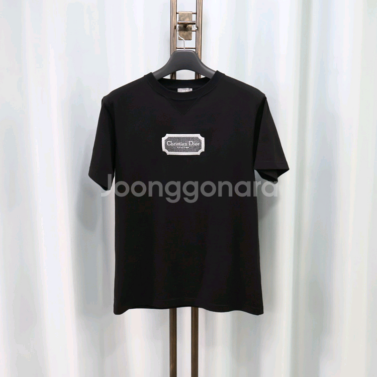 디올 꾸뛰르 로고 자수 블랙 반팔 티셔츠 S/100--0