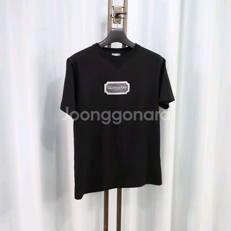 디올 꾸뛰르 로고 자수 블랙 반팔 티셔츠 S/100--2