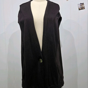 요지 야마모토 블랙 브이넥 조끼 자켓 가디건