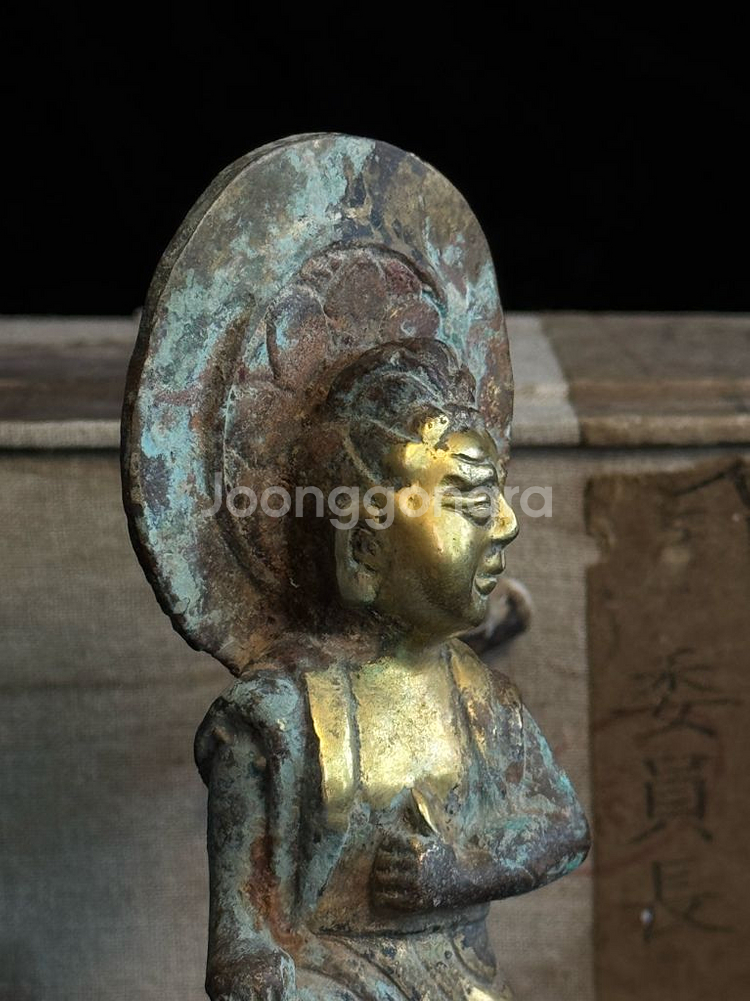 [골동품/불상] 장개석 피난박스 보관 금동 보살상--5