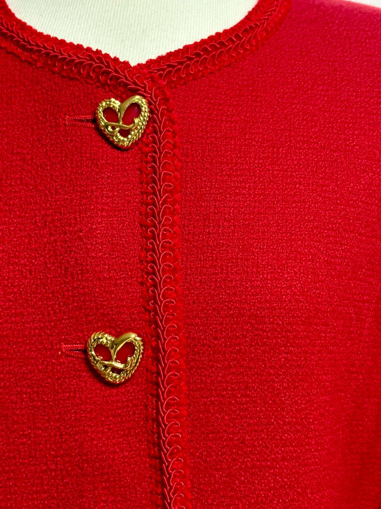 레드 하트 버튼 트위드 자켓 스커트 셋업--10