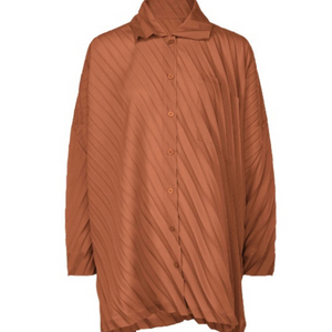 미 이세이미야케 앵글 플리츠 셔츠 테라코타색