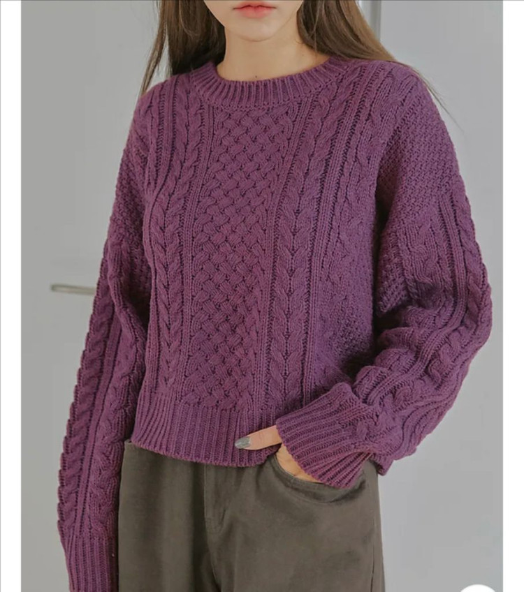 [아이보리]커먼유니크 아렌드 트위스트 라운드 크롭 니트 이미지