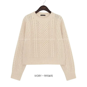 [아이보리]커먼유니크 아렌드 트위스트 라운드 크롭 니트 이미지