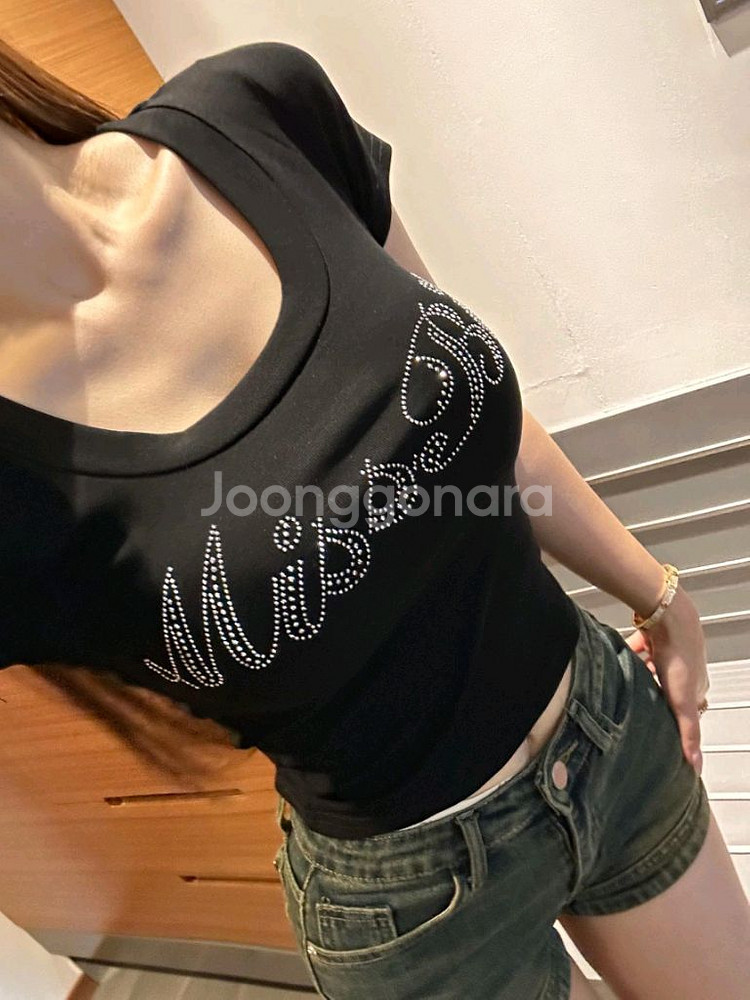 비즈 레터링 글램티 반팔티--2