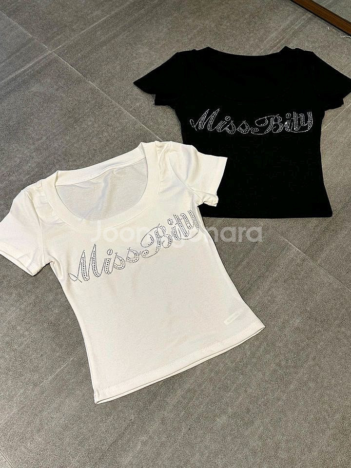 비즈 레터링 글램티 반팔티--7