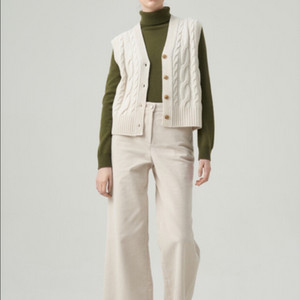 22 한섬 DKNY 울100% 케이블 니트 베스트 조끼