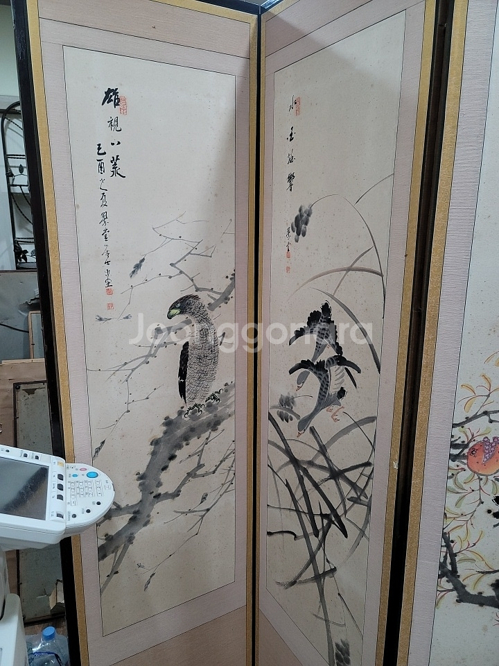 취당 장덕 화조도 8폭병풍--1