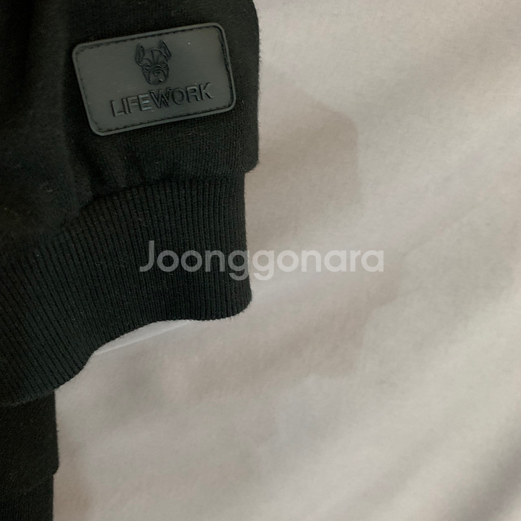 라이프워크 슬릿 레이어드 뒷트임 프린팅 오버핏 후드티--6