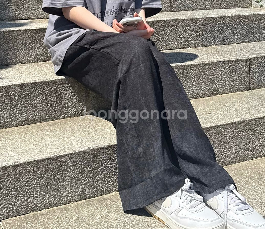 린넨 와이드 밴딩 팬츠--4