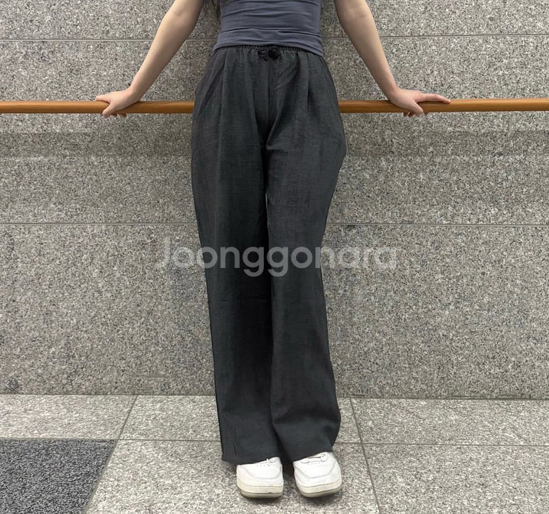 린넨 와이드 밴딩 팬츠--6