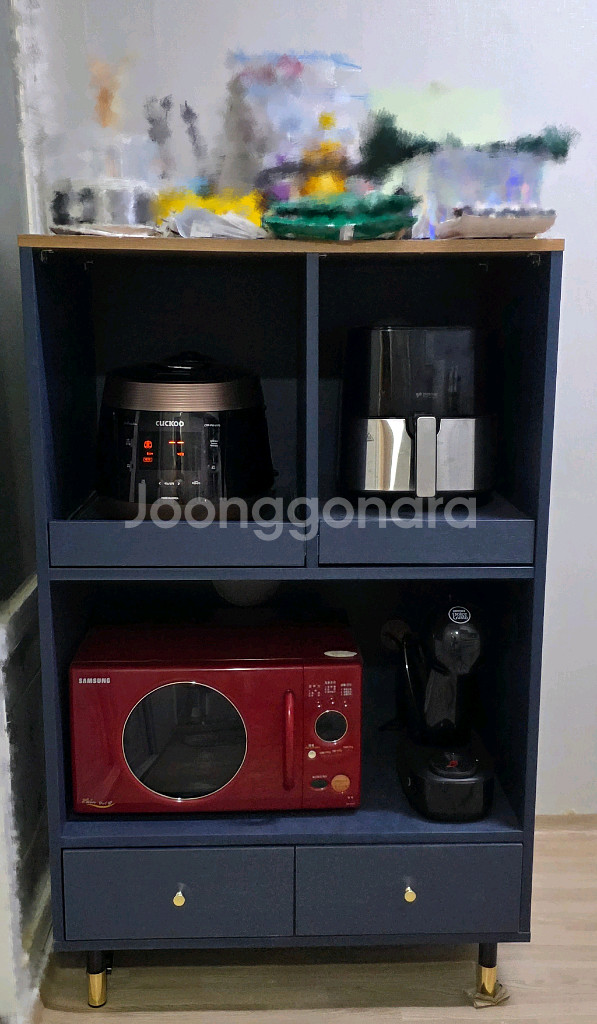 휴룸 주방 수납장 렌지대 800 네이비--0