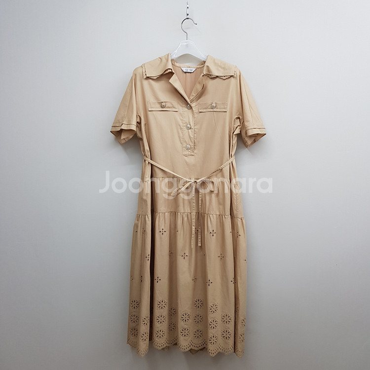 한섬 SJSJ 2024 아일렛 패턴 칼라 원피스 XS--1