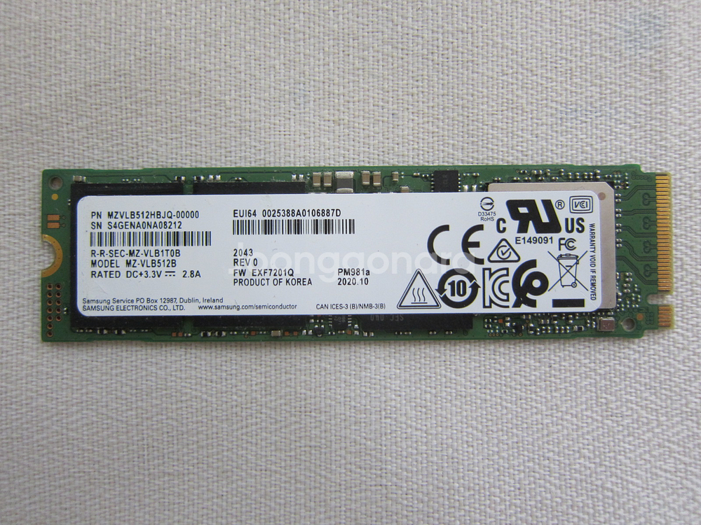 삼성전자 SSD PM981a M.2 NVMe 512G--0