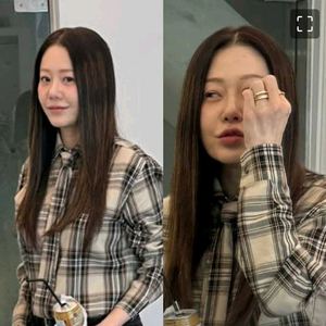 고현정 입생로랑 스타일 스트라이프 체크 셔츠 s 44