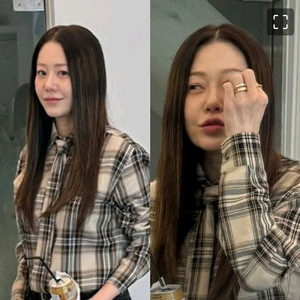 고현정 입생로랑 스타일 스트라이프 체크 셔츠 s 44