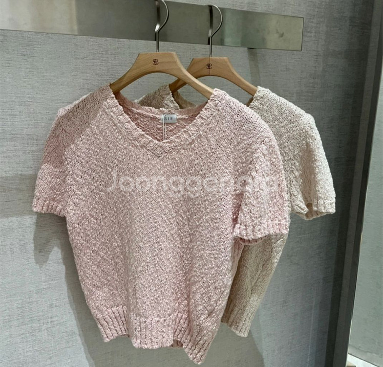 시에 sie 무이 브이넥 하프 니트 F 핑크--1