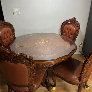 앤틱 원목 식탁+의자 세트