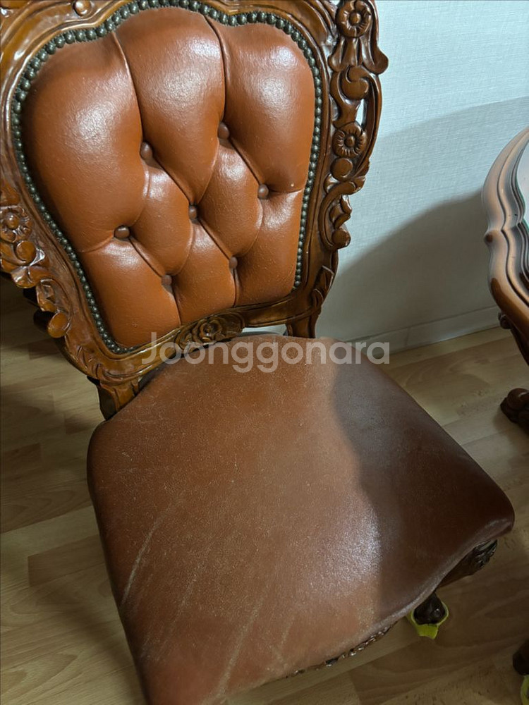 앤틱 원목 식탁+의자 세트--1