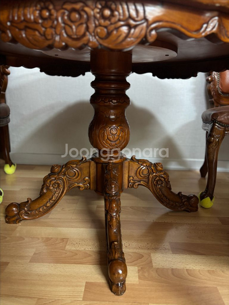 앤틱 원목 식탁+의자 세트--6