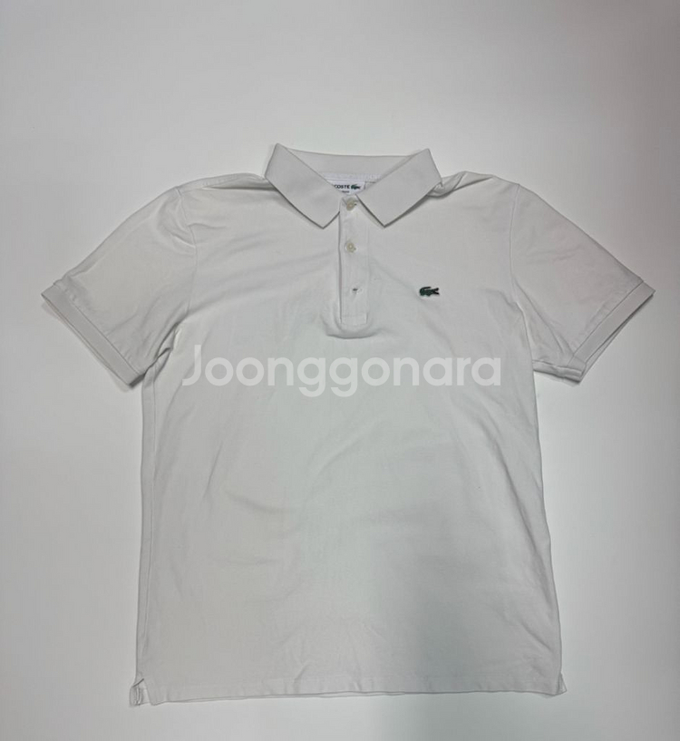 라코스테 화이트 PK 화이트 반팔 카라 티셔츠--0
