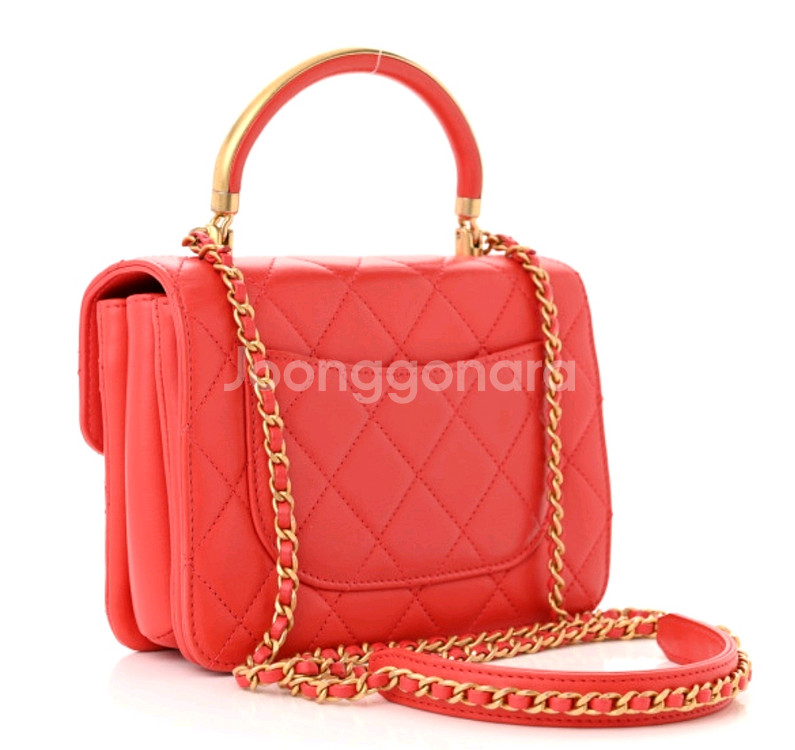 Chanel 금장 코랄레드 토트 숄더백 정품--1