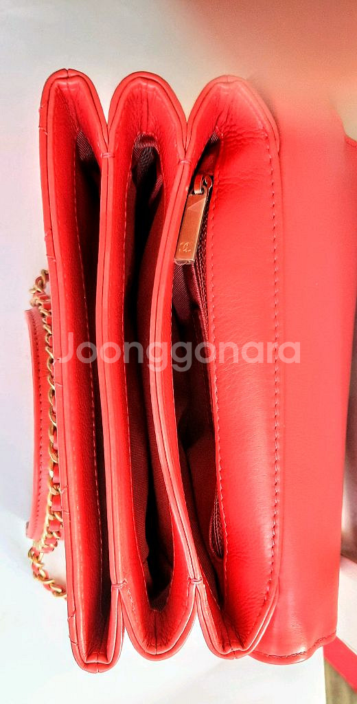 Chanel 금장 코랄레드 토트 숄더백 정품--9
