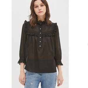 시슬리 블랙 러플 블라우스 55 사이즈 정품 사이즈