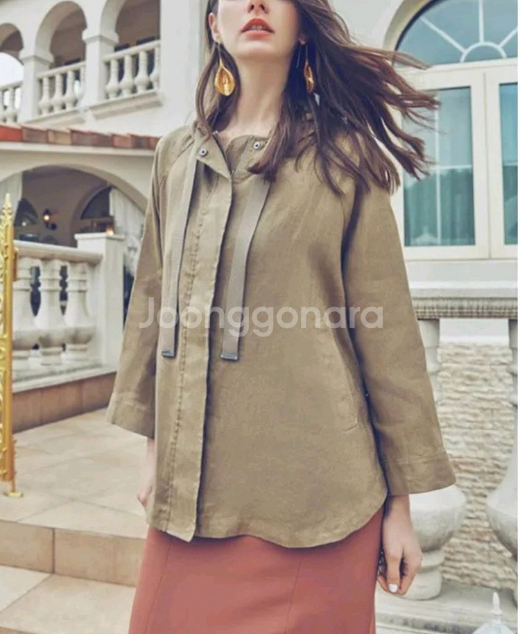 칼라거펠트 프렌치린넨100 후드재킷(66~77)ㅡ새상품--6